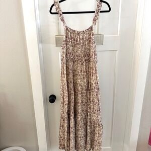 Rylee + is Cru Tenley Tank Dress Bloom Ditsy Floral Print Tiered Midi Cotton XL